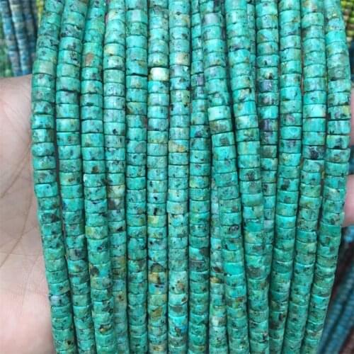 2*4/3*6mm Heishi Africa Turquoise Genuine Gemstone Small Natural Stone Rondelle Seed Spacer Little Bead for Jewelry Bracelet Diy
