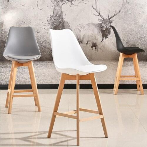 2Pcs Simple Bar Stools Chaise High Bar Chair Wood Legs PP Surface Lounge Chairs Home Office Dining Coffee Chairs HWC