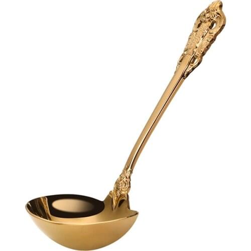 304 Stainless Steel Soup Ladle Cooking Tool Kitchen Accessories Gold Scoop Tablewares Gold Plated Soup Serving Spoon