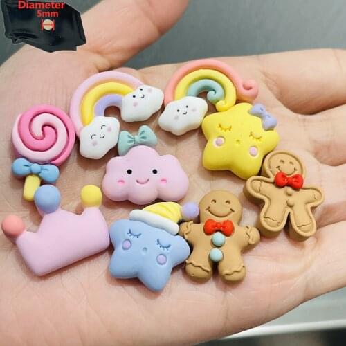 9PCS Resin Cute Cartoon Fridge Magnetic Sticker Kawaii Rainbow Lollipop Crown Cloud Stars Refrigerator Magnet Office Supplies