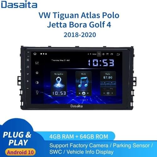 Dasaita 9" IPS Car GPS Navigation Android 10 for VW Golf Tiguan Atlas Polo Passat Radio 2018 2019 64G HD IPS MTCE DSP Carplay BT
