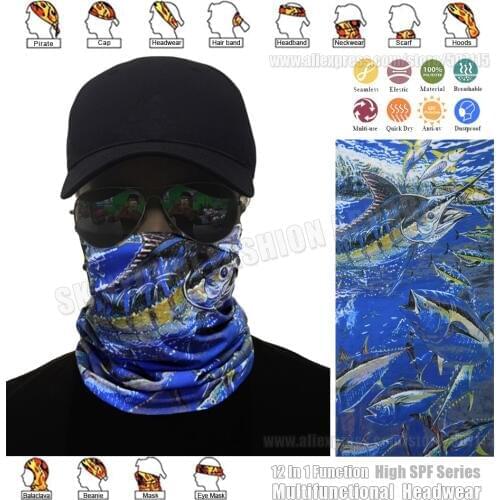 High Quality Sailfish Tube Bandana Outdoor Multifunction Seamless Headwear Bandana Fishing Anti-UV Balaclava Magic Scarf Hood