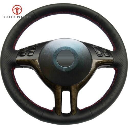 LQTENLEO Black Artificial Leather Steering Wheel Cover for BMW 3 Series E46 2000-2006 5 Series E39 2003 E53 X5 Z3 E36 2000-2002