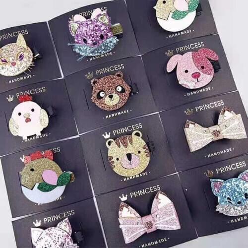 New Childrens bangs hairpin Cartoon cute Sequin BB Hair Clips Girls Hair Accessories Children Headwear Baby Hair Clips