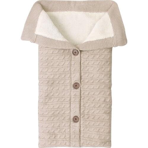 Baby Sleeping Bags Envelopes Autumn Winter Bewborn Toddler Kids Swaddle Sleep Sack Wrap Stroller Knitted Bedding Blanket 35*75cm