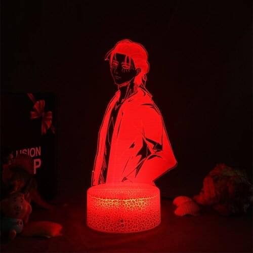Eren Yeager Jaeger ！3D Lamp Attack on Titan 4 Anime Figure Led Night Light Manga RGB Gift Shingeki No Kyojin Bedroom Table Decor