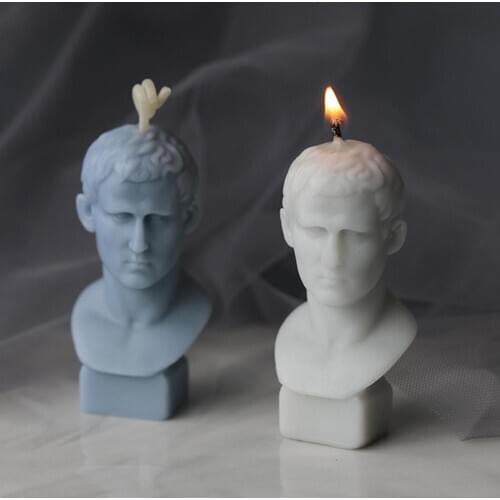 Plaster Mold Brutus Agrippa Sculpture Portrait Candle Mold Aromatherapy Scented Candle Making DIY Silicone Mould for Epoxy Resin