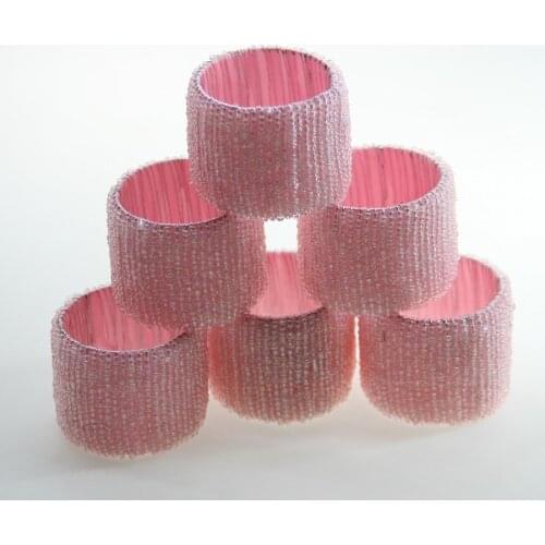 Free shipping qn17122502 Colorfull glass beads napkin ring for wedding 6 pcs , decoration napkin holder