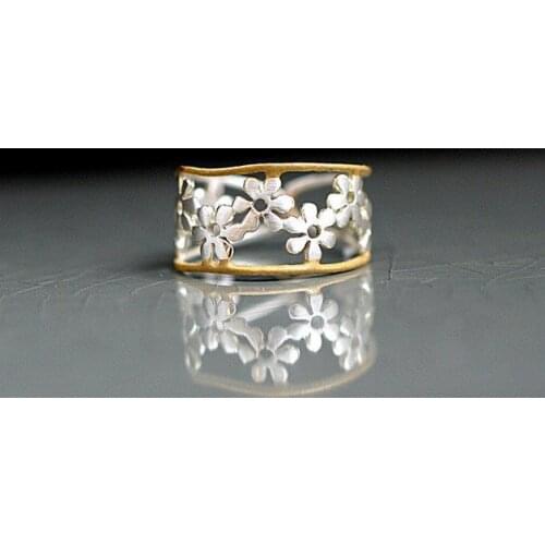 New Creative Sunflower Chrysanthemum Opening Gram Adjustment Ring Hollow Flower Ring 925 Silver Jewelry Engagement Wedding Gift