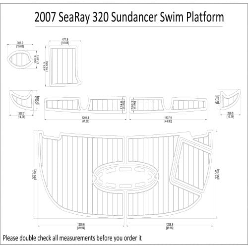 2007 SeaRay 320 Sundancer Swim Platform Pad Boat EVA Teak Decking 1/4" 6mm