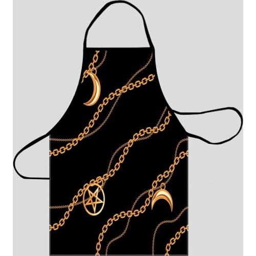 Moon Pattern Kitchen Aprons For Women Oxford Fabric Cleaning Pinafore Home Cooking Accessories Apron