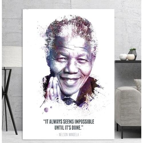 Nelson Mandela Great Leader Star Black White Poster Wall Art Canvas Oil Painting Picture Prints Living Home Room Decor No Frame