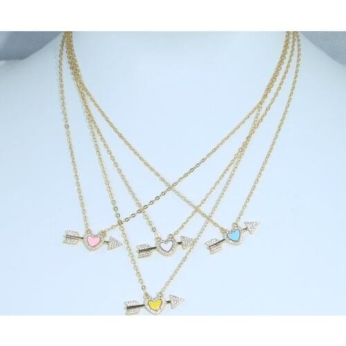 Neon Enamel Heart Arrow Necklace For Lover Girlfriend gift Fashion CZ Jewelry