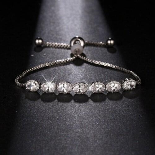 ORZTOON Vintage Oval Zircon Slim Chain Bracelets for Women Fashion Shine Silver Color Bracelet Trendy Female Jewelry Party Gift