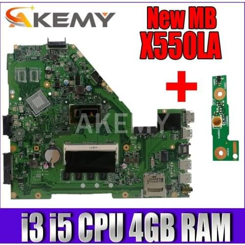 Akemy X550LA Motherboard For ASUS A550L X550LD R510L X550LC X550L X550LB laptop Motherboard Mainboard i3 i5 CPU 4GB RAM