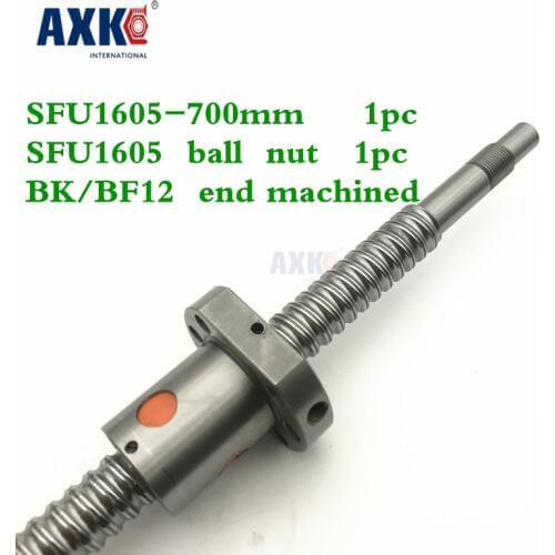 Axk Ballscrew 1605 Sfu1605 L=700mm Rolled Ball Screw With Single Ballnut For Cnc Parts Bk/bf12 Standard End Machined