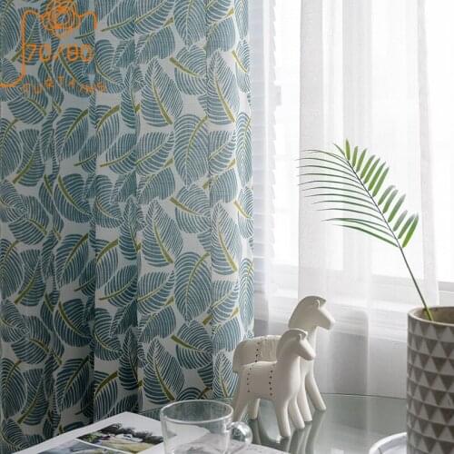 Nordic Pastoral Geometric Printing Cotton and Linen Blackout Curtains for Living Room Bedroom Balcony Bay Window Customization