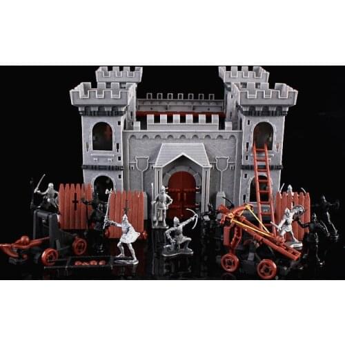 Medieval Stronghold Model Defence Castle Knights Military Fort with Soldier Chariot Christmas Toy Boy Gift