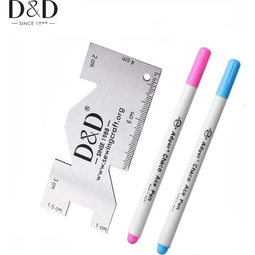 Water Erasable Pen Fabric Marker Tailors Chalk & Metal Sewing Measuring Gauge Quilting Rulers Tailor Craft Sewing Accessories