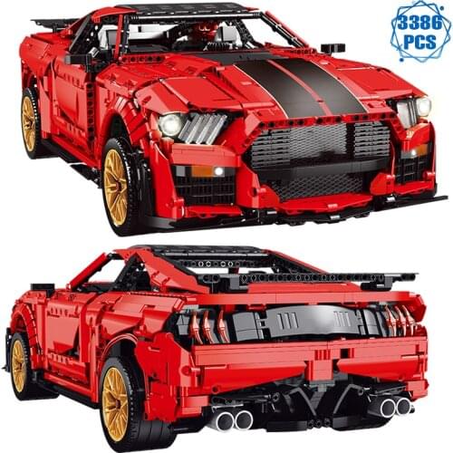 Technical Ideas Famous Red Racing Car Building Blocks Moc Super Speed Cars Model Bricks Assemble Toys for Adult Birthday Gifts