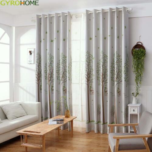 French Window Curtain Bird Cage Tree Style Pattern Curtains For Living Room Shade Blackout Drapes