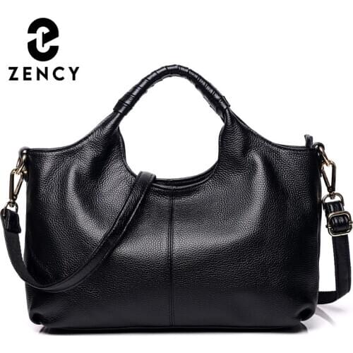Zency New Designer Spring Handbag Soft Genuine Leather Women Top-Handle Large Capacity Female Shoulder Bag Simple Crossbody Bag