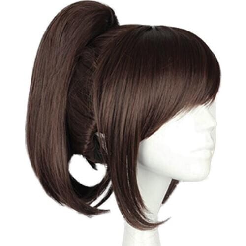 High Quality Attack on Titan Sasha Blouse 35cm 14" Short Straight Cosplay Wigs for Women Claw Clip Ponytail Anime Hair + Wig Cap