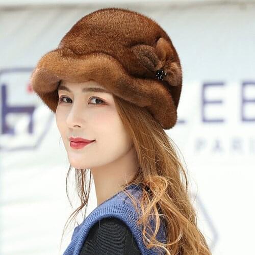 2021 Natural Mink Fur Sun Hat Women Luxury Fashion Brand High Quality Hats Keep Warm In Russian Winter New Arrival Fur Hat