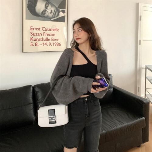 Woman Sweaters Pullover Spring 2021 Black Knitted Cardigan Womens Sweater Coat Loose Long Sleeve Sweater Top Femme Chandails
