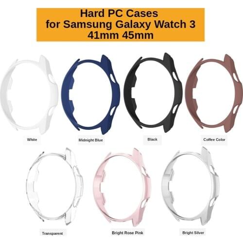 Hard PC Cases for Samsung Galaxy Watch 3 45mm 41mm Half Wrapped Protective Cover Bumper Shell Frame Transparent Colorful Matte