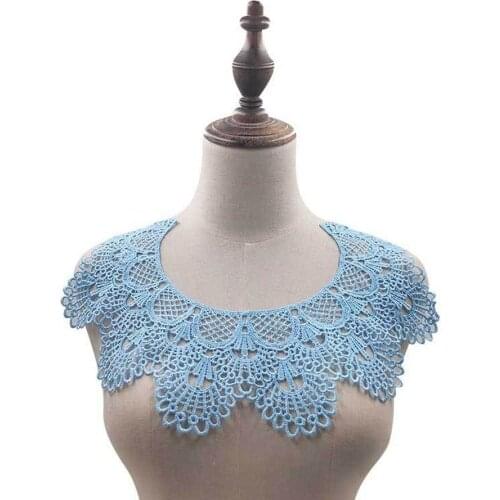 1Pcs Dress Applique Embroidered Lace Fabric Neckline Collar Fake Collar Sewing DIY Guipure Ribbon Trim Neckline Wedding Decor