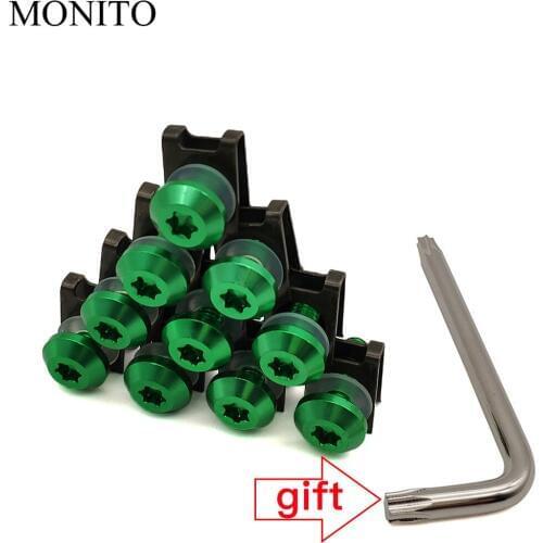 10 PCS CNC For KAWASAKI W800 Cafe ZRX1100 ZRX1100 ZX1100 ZX7R ZX9 Motorcycle Fairing Screws Custom Moto Body Spring Nuts Bolts