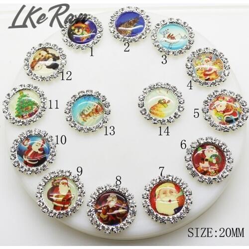 LKERAN 10Pcs 20mm Creative Resin Sticker Rhinestone Button Christmas DIY decoration Embellishment button Fashion Jewelry Parts