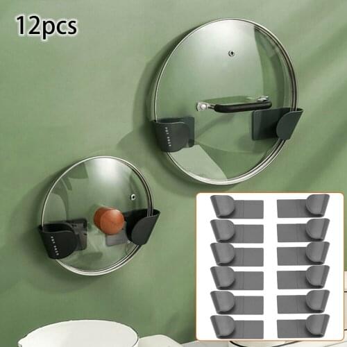 New 12Pcs Plastic Pot Pan Lid Rack Clip Cooker Pot Cover Frame Stand for Storing Pot Lids Dishes Storage Organizer Holder