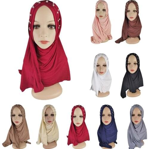 2021 Fashion Women Headscarf Ready To Wear Instant Hijab Scarf Muslim Shawl Rhinestone Islamic Hijabs Arab Wrap Head Scarf Wrap