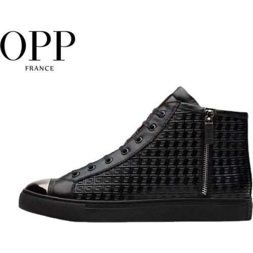 OPP Ankle Boots Motorcycle Punk Genuine Leather High-top Shoes Men Casual Leather Shoes For Men Boots Shoes Winter
