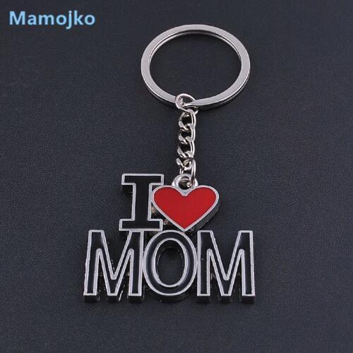 Mamojko Fashion I Love MOM Pendant Key Chain Trendy Handbag Pendant Key Holder Car Key Ring For Men Gifts