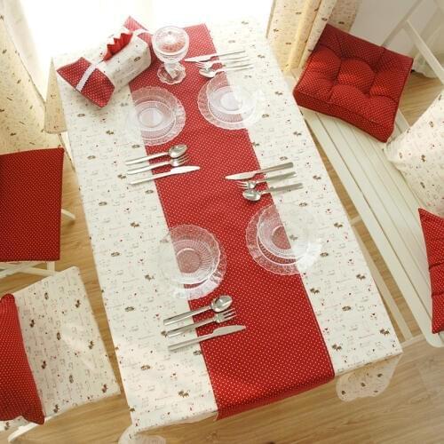 Brand Cotton Linen Red Dot Print Brief pastoral wedding table runner table flag tablecloth decoration runners sizes customizable