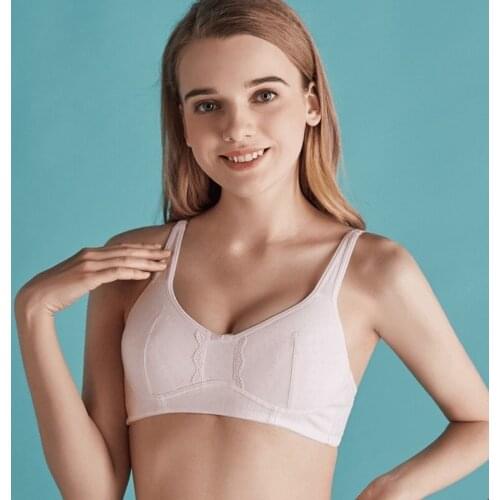Wasteheart Women Fashion Sexy Pink Lace Bralette Bow Wireless Small Chest Student Bras Girl Cotton Maiden Bras Underwear A B