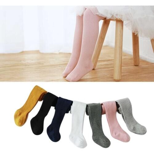 Baby Kids Girls Ribbed Solid Cotton Pantyhose Soft Warm Autumn Winter Elastic Tights Infant Toddler Children Leggings 6M-8Y