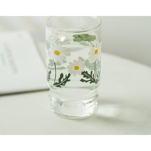 French Vintage Glass In The Ancient Cup Heat-resistant Milk Cup Coffee Cup Juice Cup Small Daisy Thickening Cup Wine Glasses