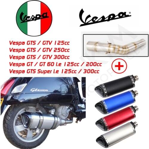 GTS GTV 125 300 250 Exhaust Muffler For Vespa GTS300 GTS250 Motorcycle Performance Muffler Exhaust Pipe GTS 2008 to 2021
