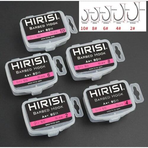 Hirisi 100Pcs Coating High Carbon Stainless Steel Barbed Hooks Carp Fishing Hooks Pack With 8011