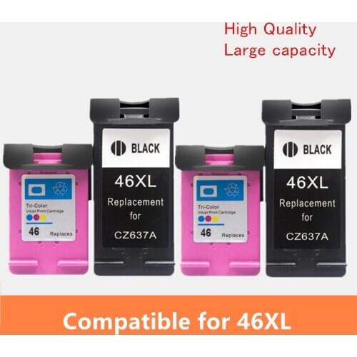 4Pack 46XL Ink Cartridge compatible For hp46 for HP 46 DeskJet 2520hc 2020hc 2025hc 2029 2529 4729 Printer