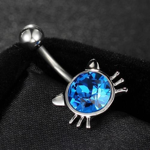 Kawaii Cute Cat Animal Piercing Jewelry For Women Summer Style Body Accessories Women Body Piercings rhinestone Navel rings