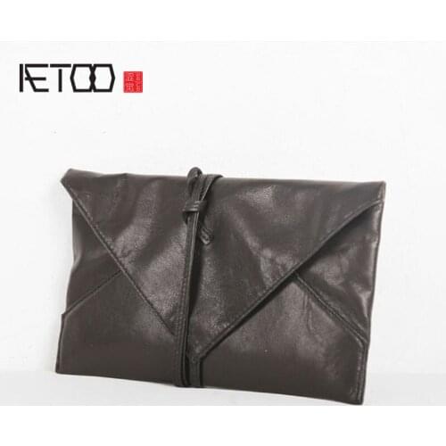AETOO Leather envelope clutch, mini flat storage bag, notepad bag