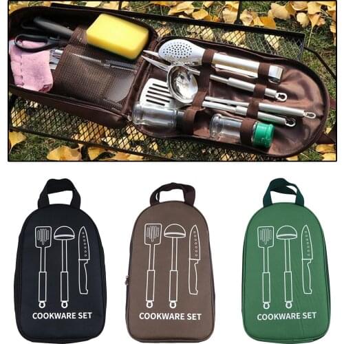 Camp Utensil Organizer Cookware Storage Bag Carrying BBQ Tidy Carrier Holder