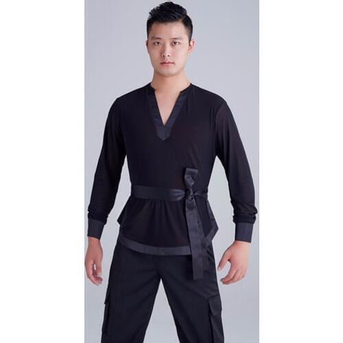 Hot Sell Latin Dance Shirt For Male Black Plus Size Sexy Club Tops Wears Performance Vestido De Bolinha Ballroom Costumes 15041