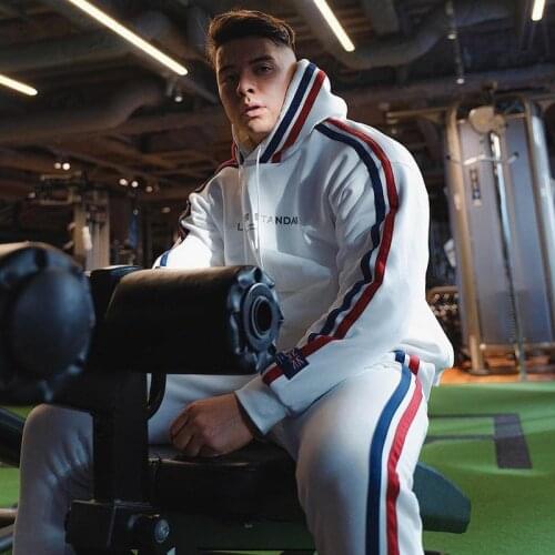 Fashionable Mens Sports Tracksuit Suit Pure Cotton Mens Fitness Sports Leisure Running Hoodie + Sports Pants Leisure Suit