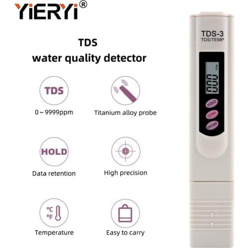 100pcs/lots New LCD Digital TDS Meter TDS-3 Water Quality Purity Tester Pen Filter Temp PPM Aquarium Products Arrive